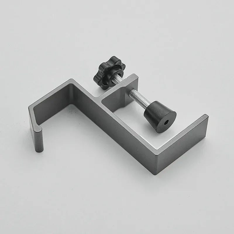 Gray single-hook aluminum desk edge hook with screw clamp