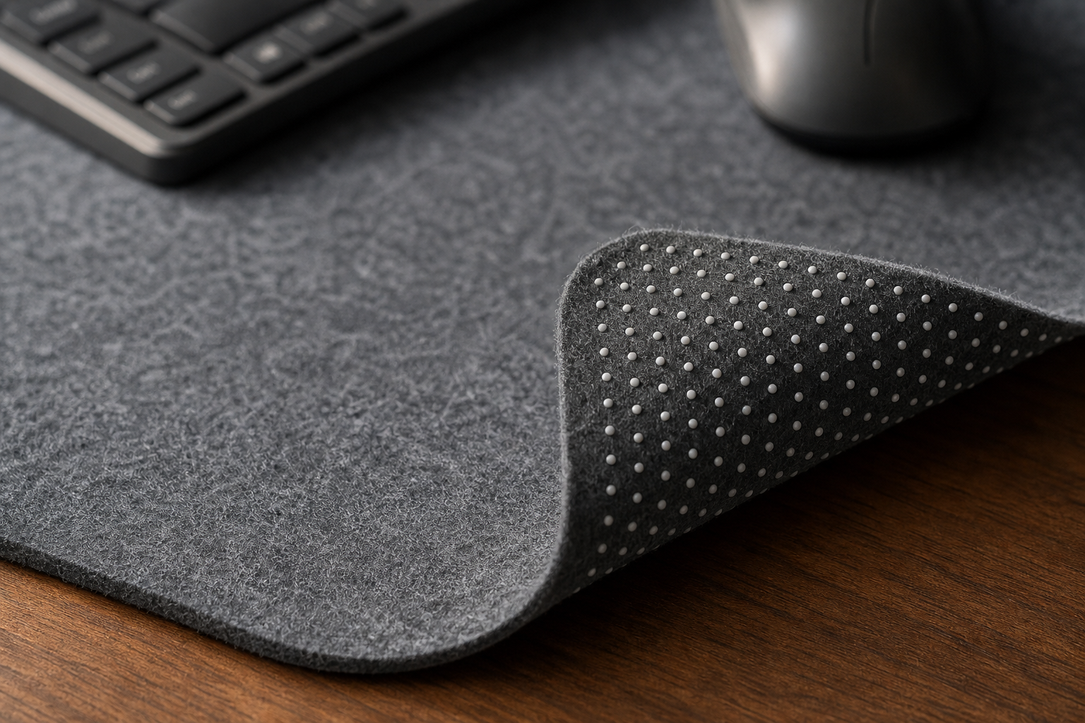 Close view of the felt surface and dotted non-slip backing